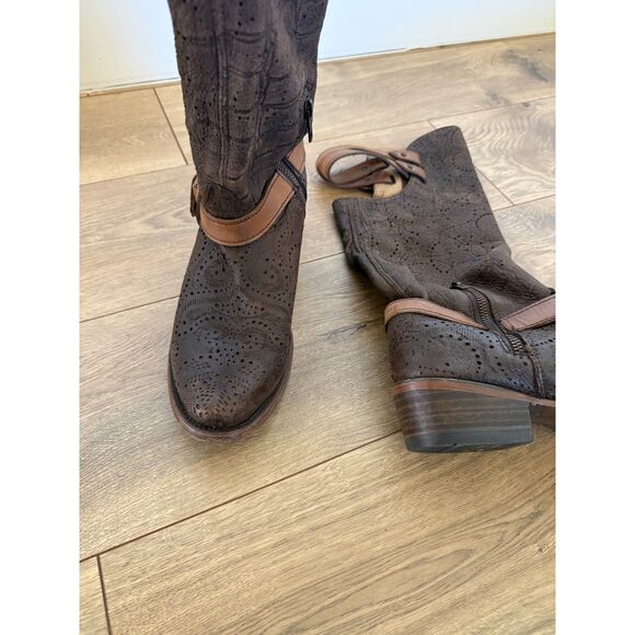 CORRAL 9 Deer Riding Boot Chocolate Women’s Slouch western Harness Buckle Strap - Picture 7 of 8